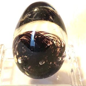 Hand blown crystal egg paperweight 3.5”
